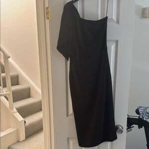 Dress the Population Black One-Shoulder Dolman Sleeve Cocktail Dress